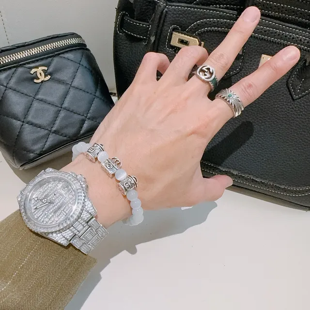 Gucci Pulseira com contas de olho de gato branco e encanto G interlocking 5