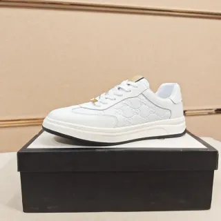 Gucci White Gold Embossed GG Monogram Leather Lifestyle Sneakers — Gucci Lifestyle Sneakers photo from the Yupoo catalog