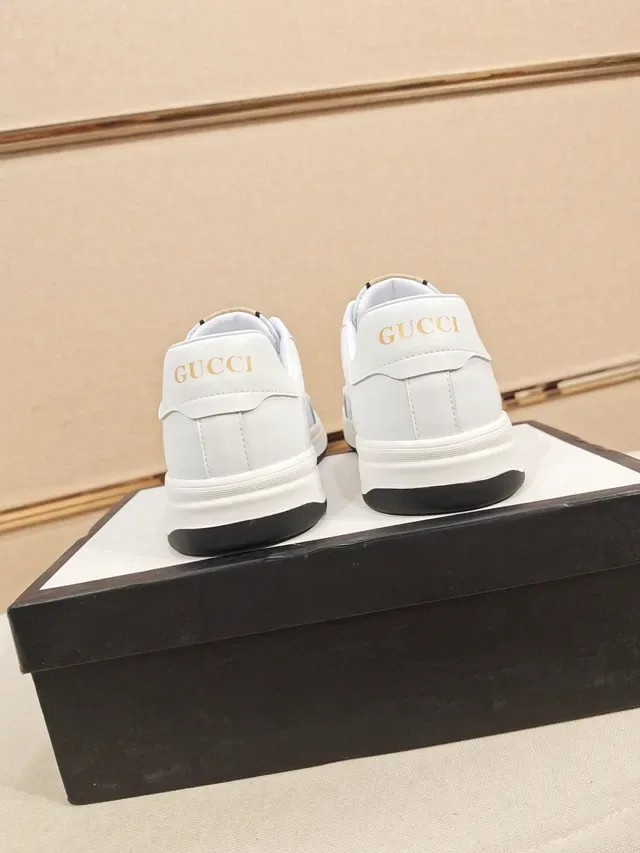 Gucci White Gold Embossed GG Monogram Leather Lifestyle Sneakers 3