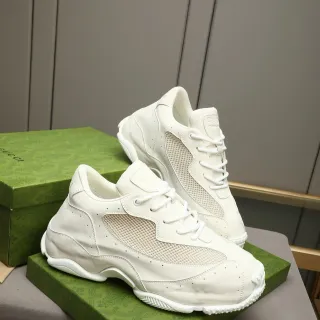 Gucci White Sculpted Sole Perforated Leather Chunky Sneakers