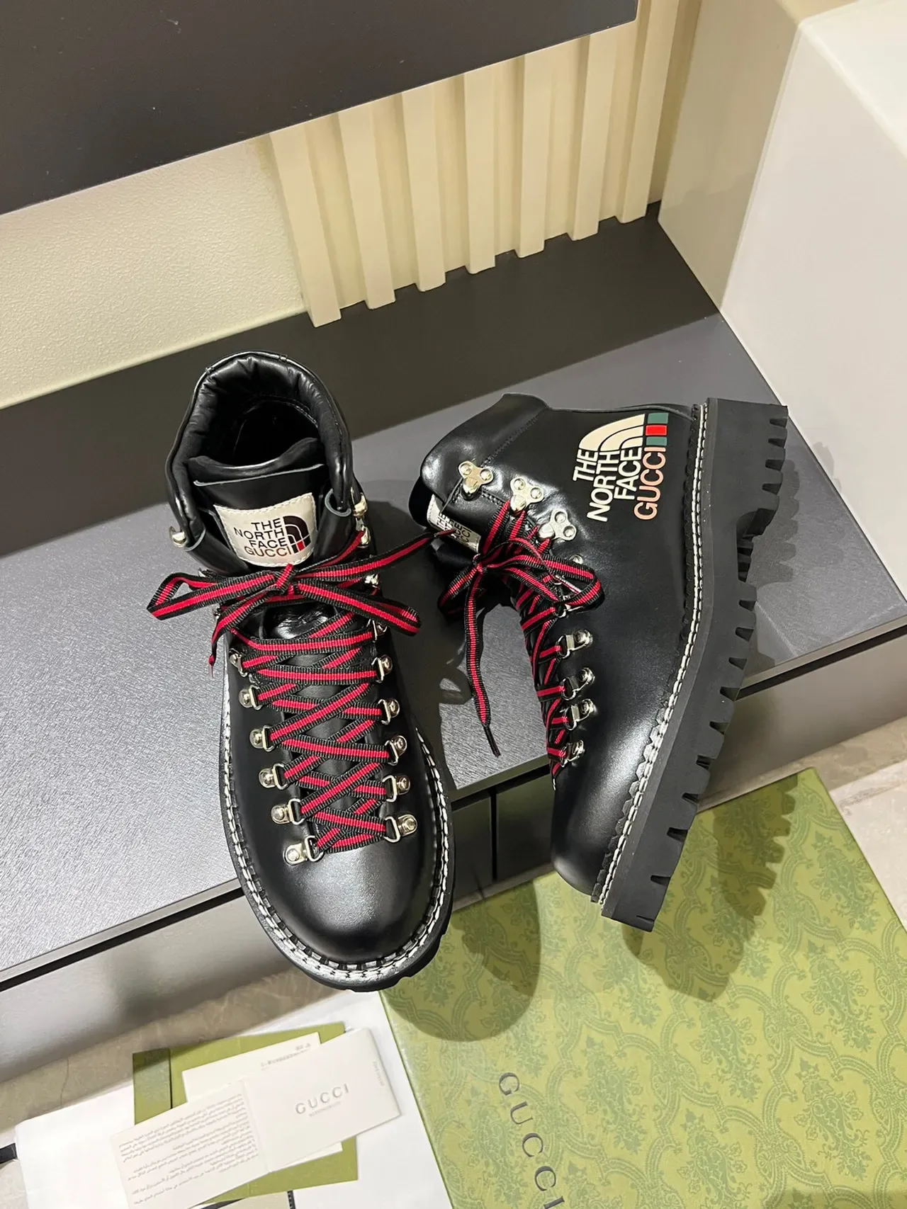 Gucci x The North Face Black Leather Hiking Boots 4