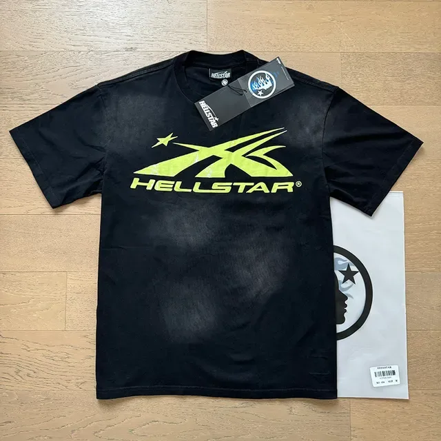 Hellstar Black Green Oversized Fit Fluorescent Graphic Print T-Shirt 7