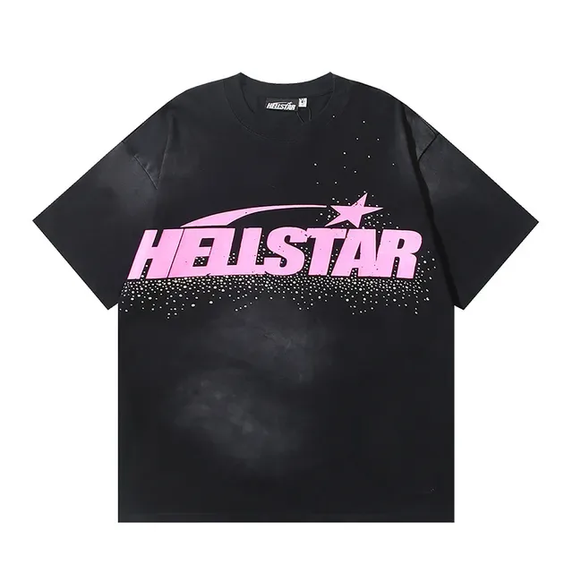 Camiseta gráfica oversized Hellstar preta e rosa 2
