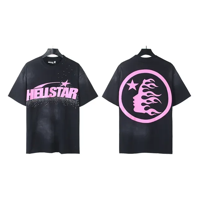 Camiseta gráfica oversized Hellstar preta e rosa 4