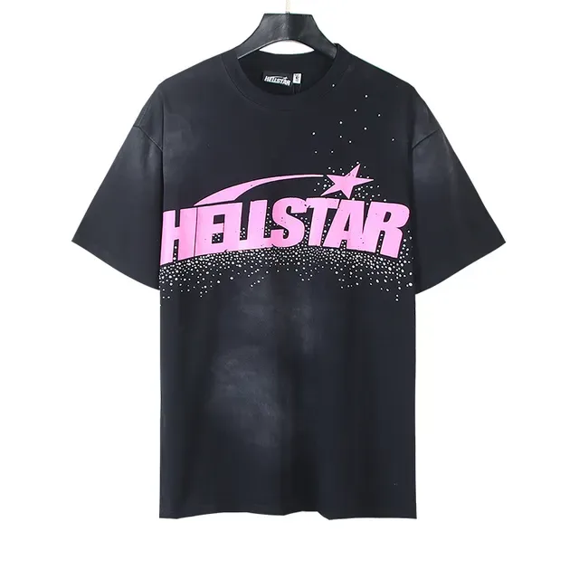 Camiseta gráfica oversized Hellstar preta e rosa 5