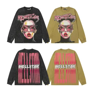 Hellstar Graphic-Print Acid-Wash Long-Sleeve T-Shirt
