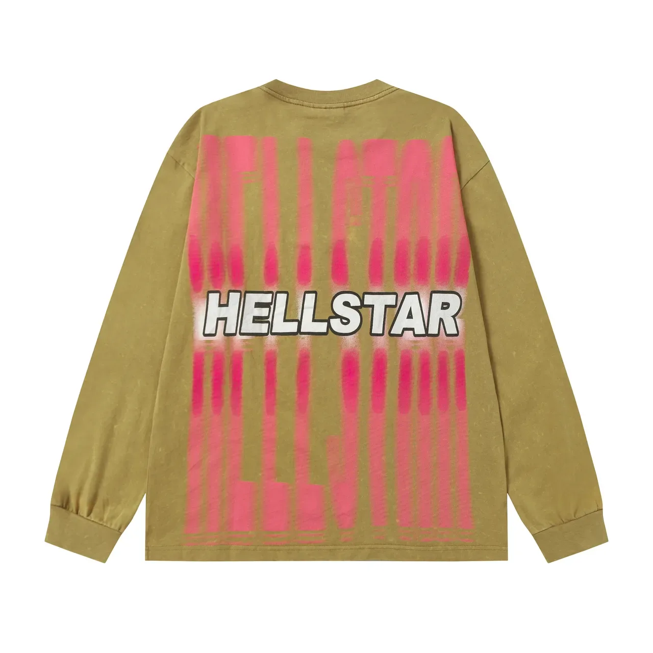 تي شيرت Hellstar بأكمام طويلة بطباعة جرافيك وغسيل حمضي 3