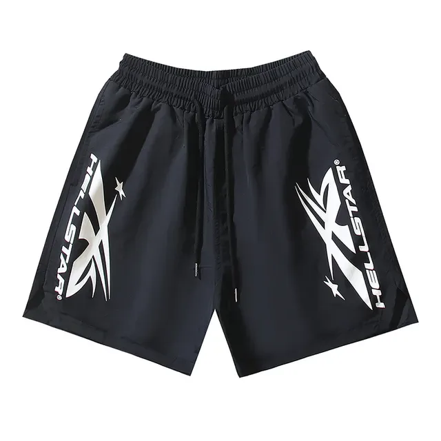 Hellstar impressão gráfica short atlético preto 2