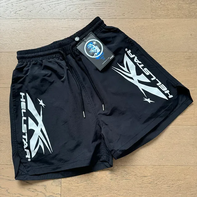 Hellstar impressão gráfica short atlético preto 10