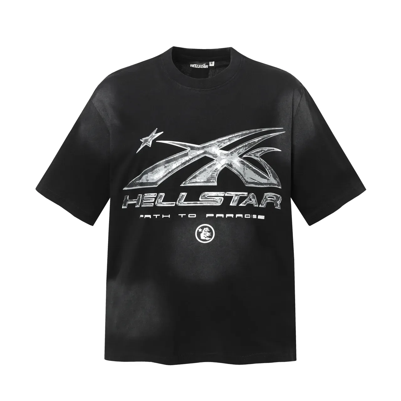 تيشيرت Hellstar بطباعة جرافيك فضي معدني أسود 2