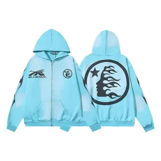 Hellstar Graphic Print Tie-Dye Wash Oversized Zip-Up Hoodie
