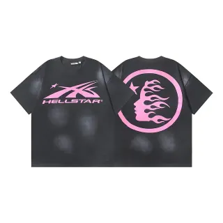Hellstar Oversized Double-Sided Graphic Print Black and Pink T-Shirt