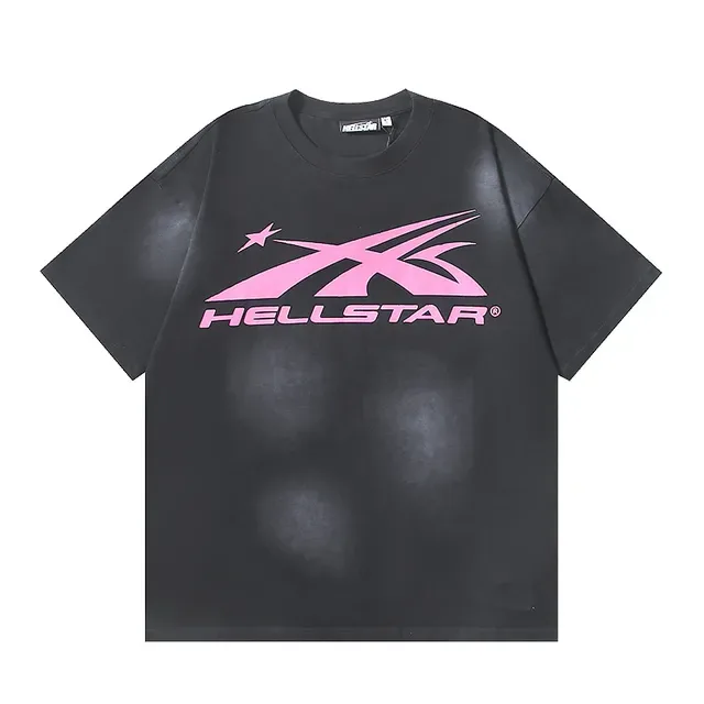 Hellstar Oversized Double-Sided Graphic Print Black and Pink T-Shirt 2