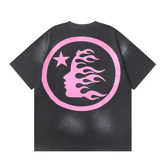 Hellstar Oversized Double-Sided Graphic Print Black and Pink T-Shirt 3