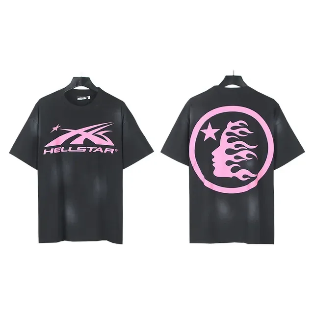 Hellstar Oversized Double-Sided Graphic Print Black and Pink T-Shirt 4
