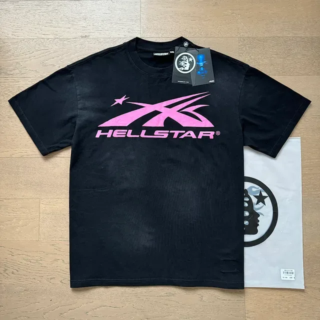 Hellstar Oversized Double-Sided Graphic Print Black and Pink T-Shirt 8