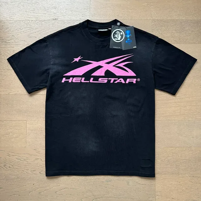 Hellstar Oversized Double-Sided Graphic Print Black and Pink T-Shirt 9