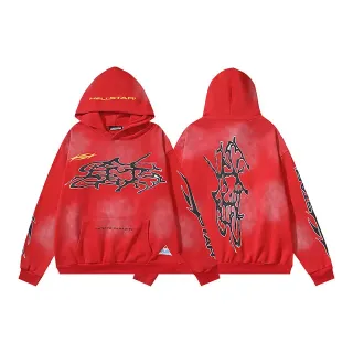 Hellstar Red Black Oversized Fit Tie-Dye Wash Hoodie