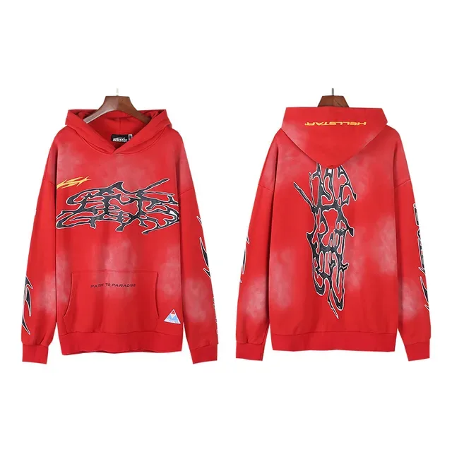 Hellstar Red Black Oversized Fit Tie-Dye Wash Hoodie 2