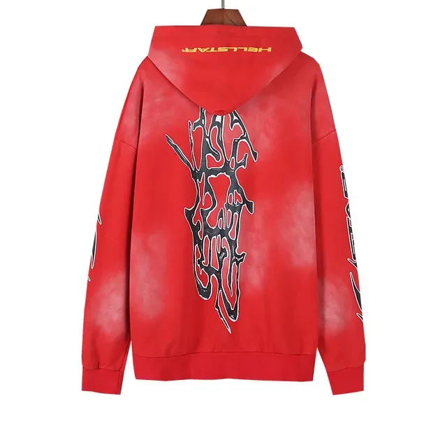 Hellstar Red Black Oversized Fit Tie-Dye Wash Hoodie 4