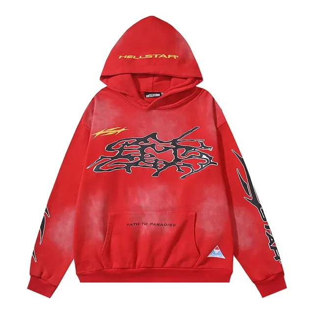 Hellstar Red Black Oversized Fit Tie-Dye Wash Hoodie 5