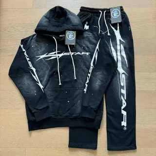 Hellstar STAR Graphic Distressed Black Tracksuit