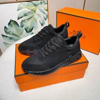 হার্মেস কালো Mesh-Suede হাইব্রিড উপর জীবনধারা স্নিকার