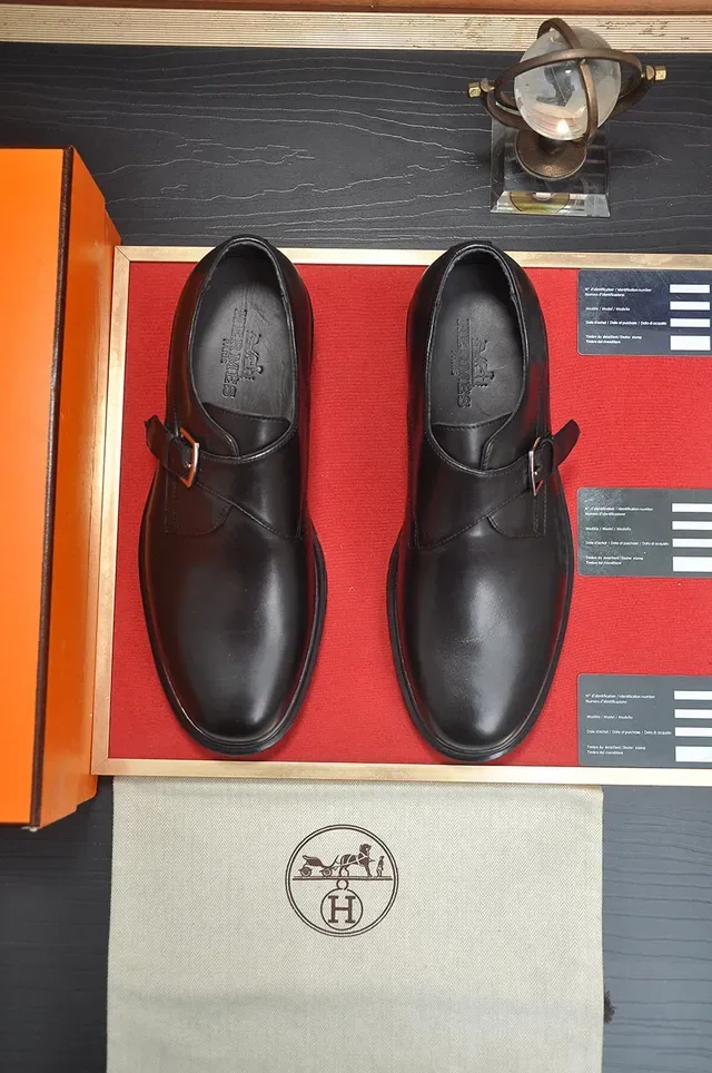 Hermès 黑色 单带 扣闭合 monk鞋 2