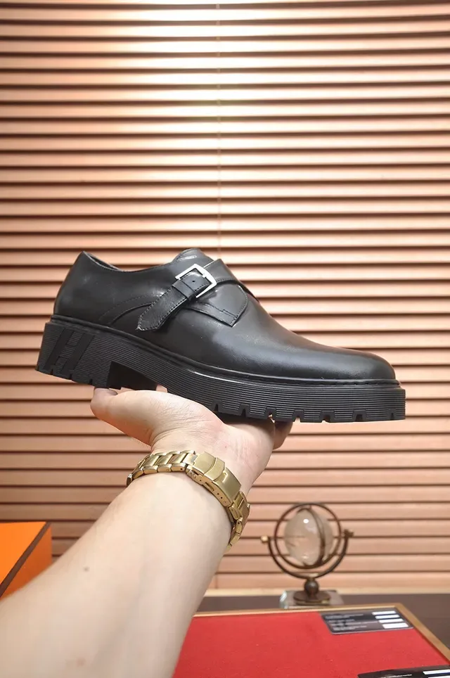 Hermès 黑色 单带 扣闭合 monk鞋 4