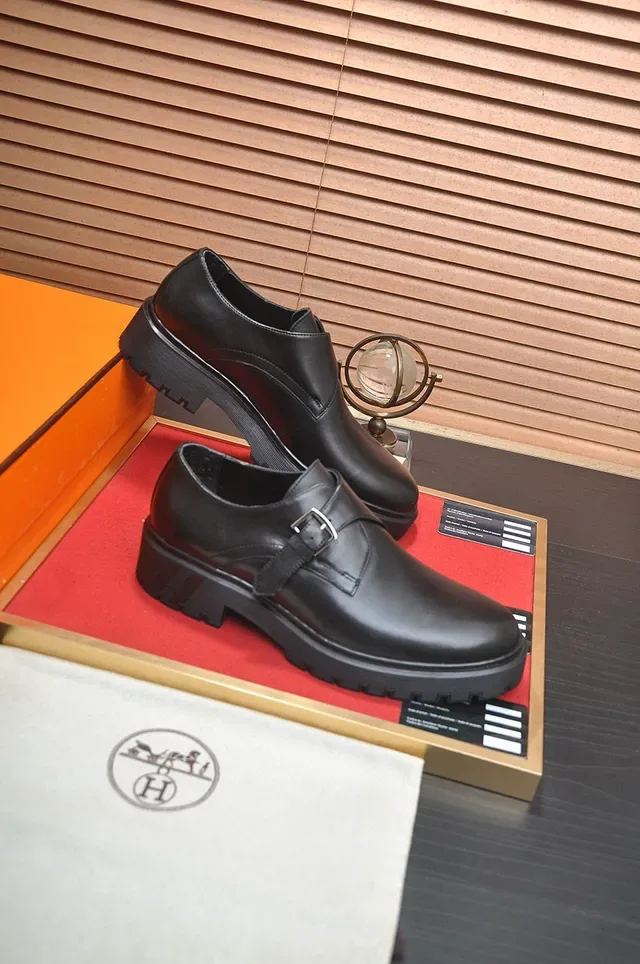 Hermès 黑色 单带 扣闭合 monk鞋 6