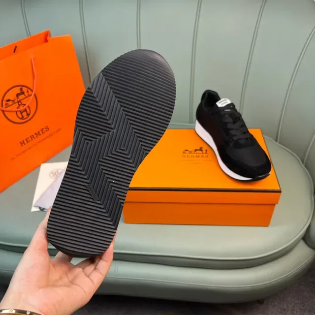 Hermès Black Suede and Mesh Lifestyle Sneakers 2