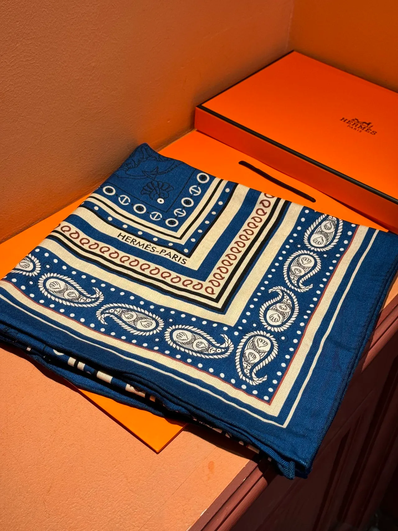 Hermès Carte Marine नेवी ब्लू रेशम स्कार्फ 6