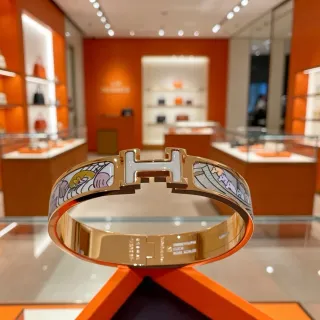 Hermès Clic H 珐琅插图 金色调 手链