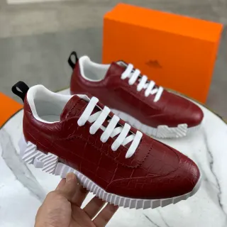 Hermès Croc-Embossed Red and White Lifestyle Sneakers