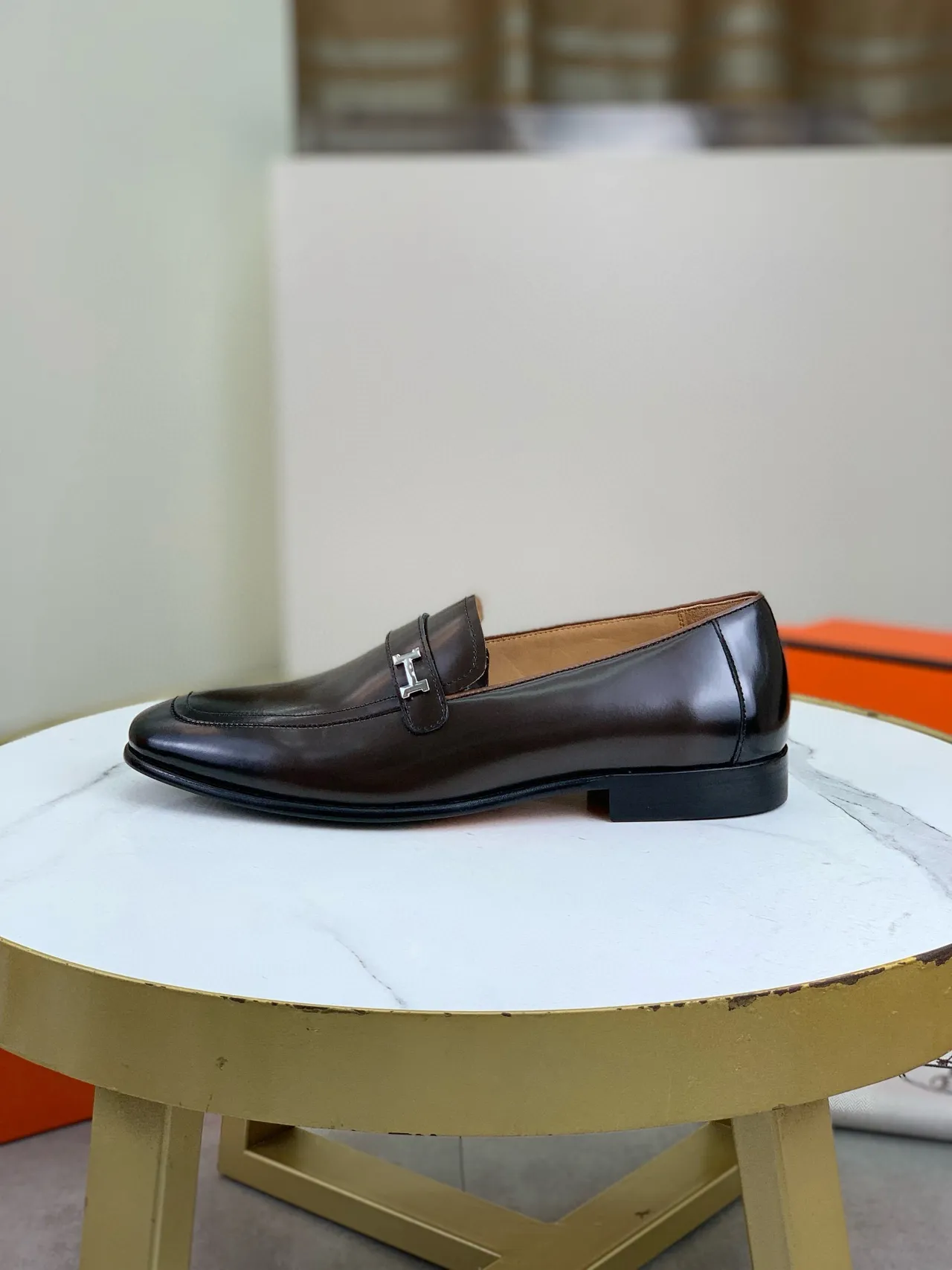 Hermès H Loafer Brown Polished Leather Loafers 6
