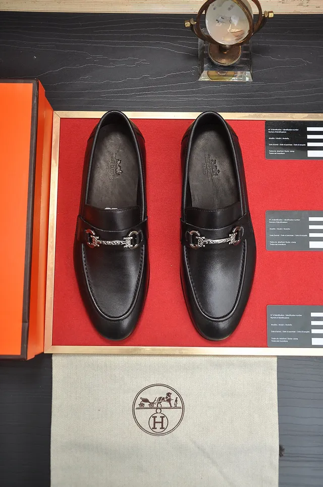 Hermès Oran Mocassins de cuero negro con mors 2