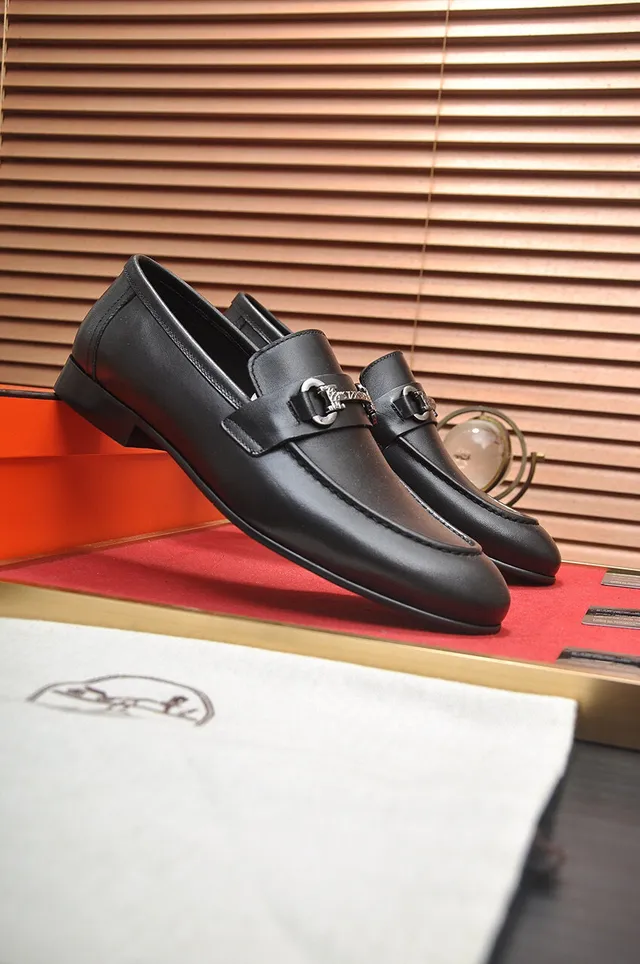Hermès Oran Mocassins de cuero negro con mors 3