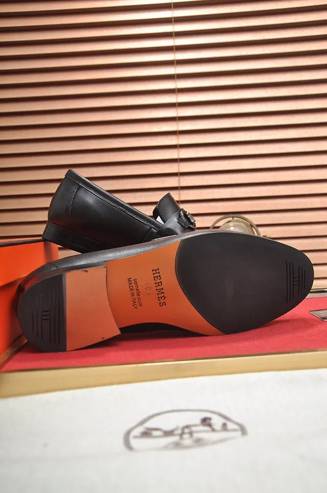 Hermès Oran Mocassins de cuero negro con mors 7