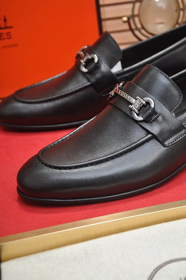 Hermès Oran Mocassins de cuero negro con mors 8