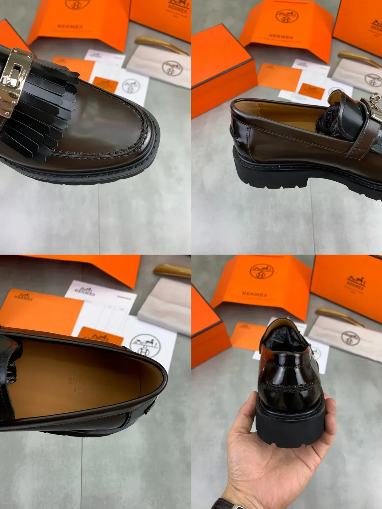 Hermès Oran 流苏乐福鞋 棕色抛光皮 2