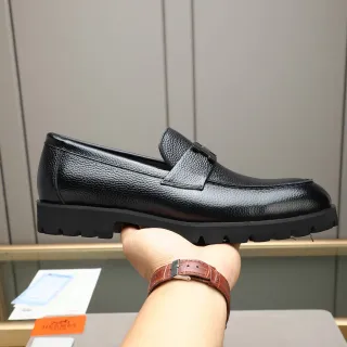 Hermès Oran Loafer 黑色压纹皮革一脚蹬乐福鞋