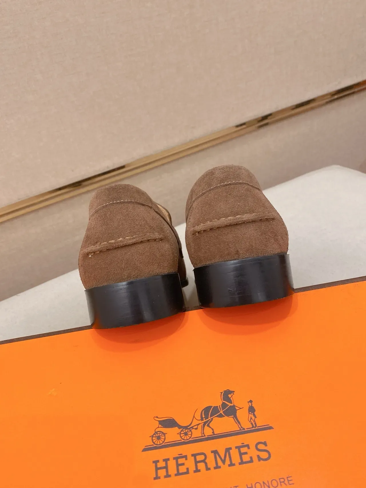 Hermès Oran Loafer Brown Suede H-Buckle Loafers 3