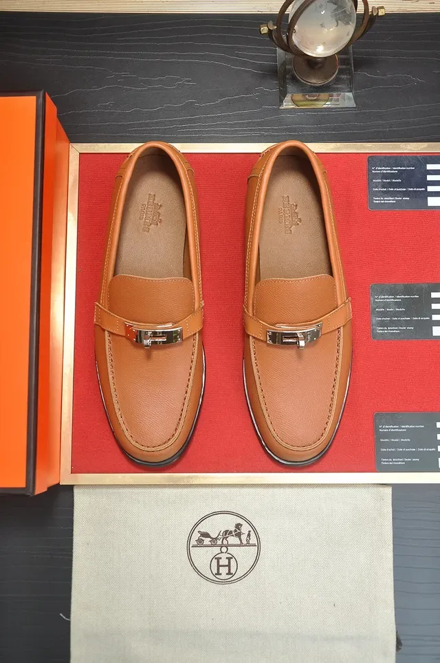 Hermès Oran Loafer Moccasins cuir texturé couleur tan 5