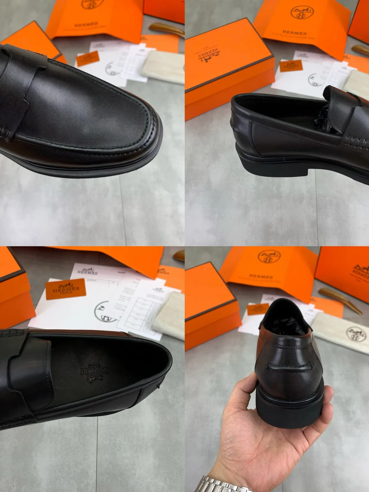 Hermès Penny Loafer Black Leather Chunky Sole Loafers 2