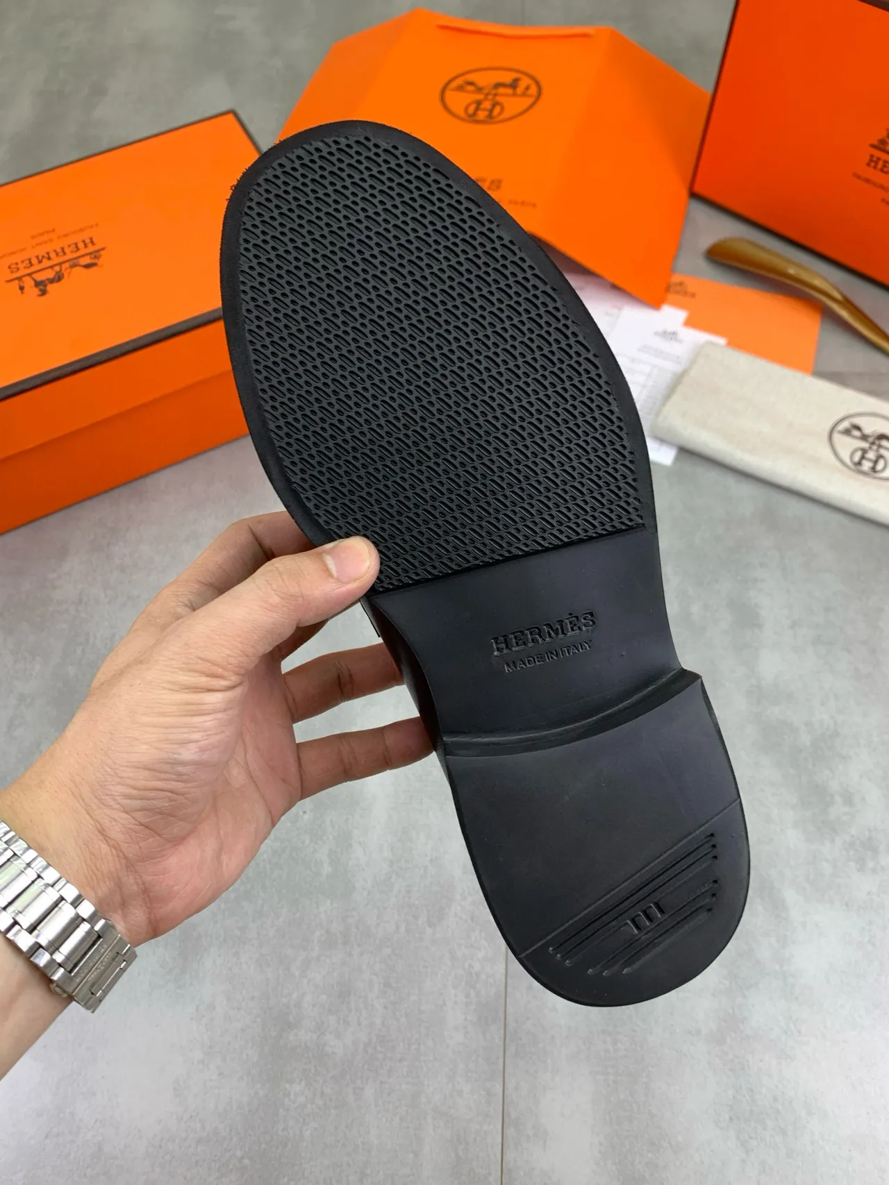 Hermès Penny Loafer Black Leather Chunky Sole Loafers 3