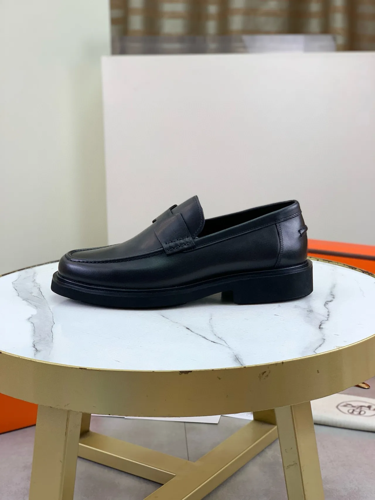 Hermès Penny Loafer Black Leather Chunky Sole Loafers 6