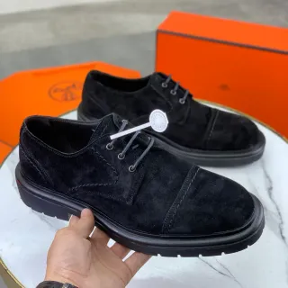 Hermès Suede Cap Toe Oxford Shoes