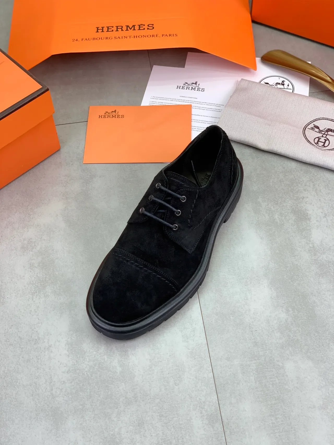 Hermès حذاء أكسفورد كاب تو من السويد 4