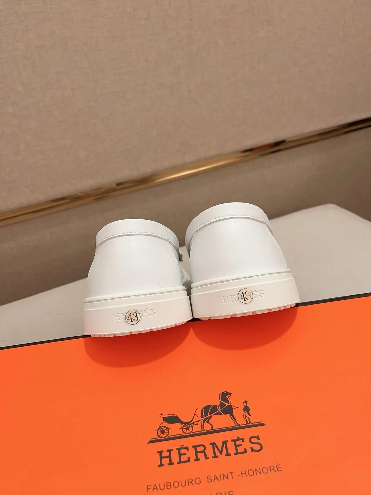Hermès White Leather H-Buckle Hardware Loafer 3