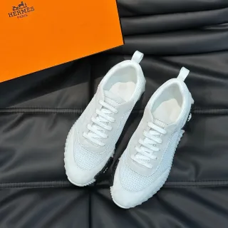 Hermès White Mesh and Suede Lifestyle Sneakers